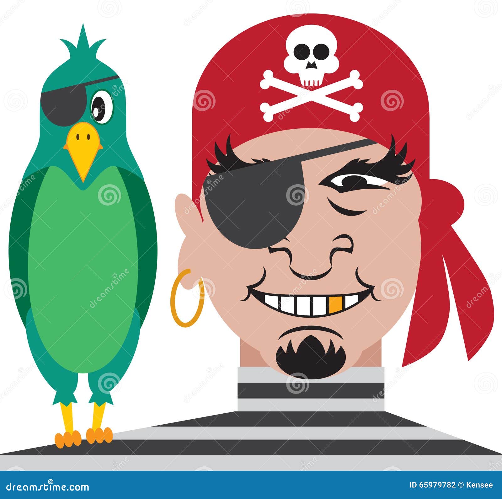 Pirata feliz con un loro en el hombro Imagen Vector de stock - Alamy