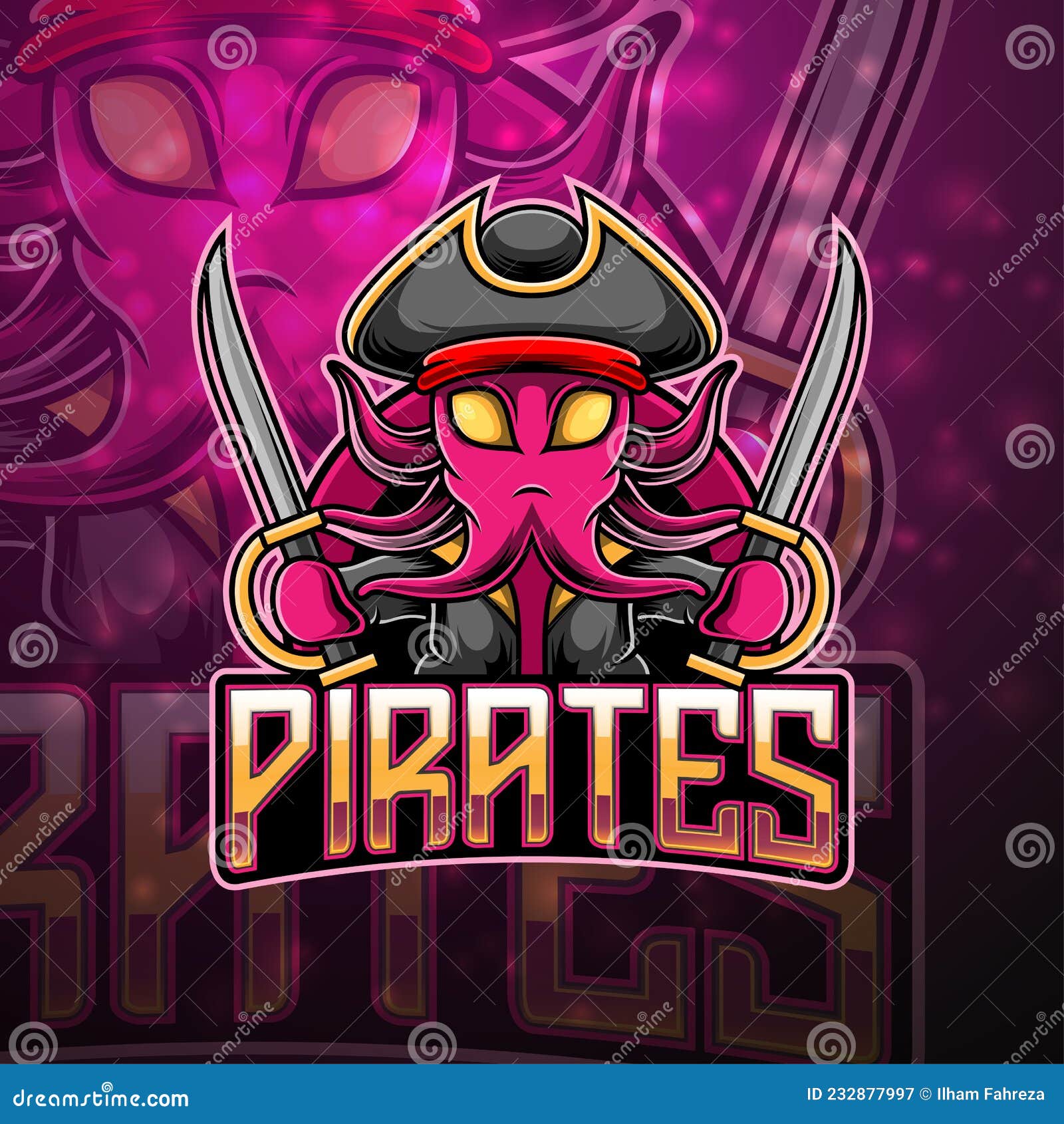 Design do logotipo do mascote pirata esport