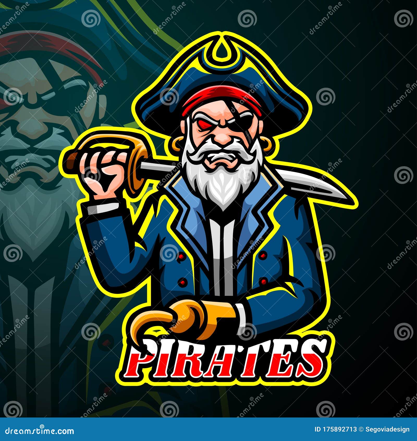 Design do logotipo do mascote pirata esport