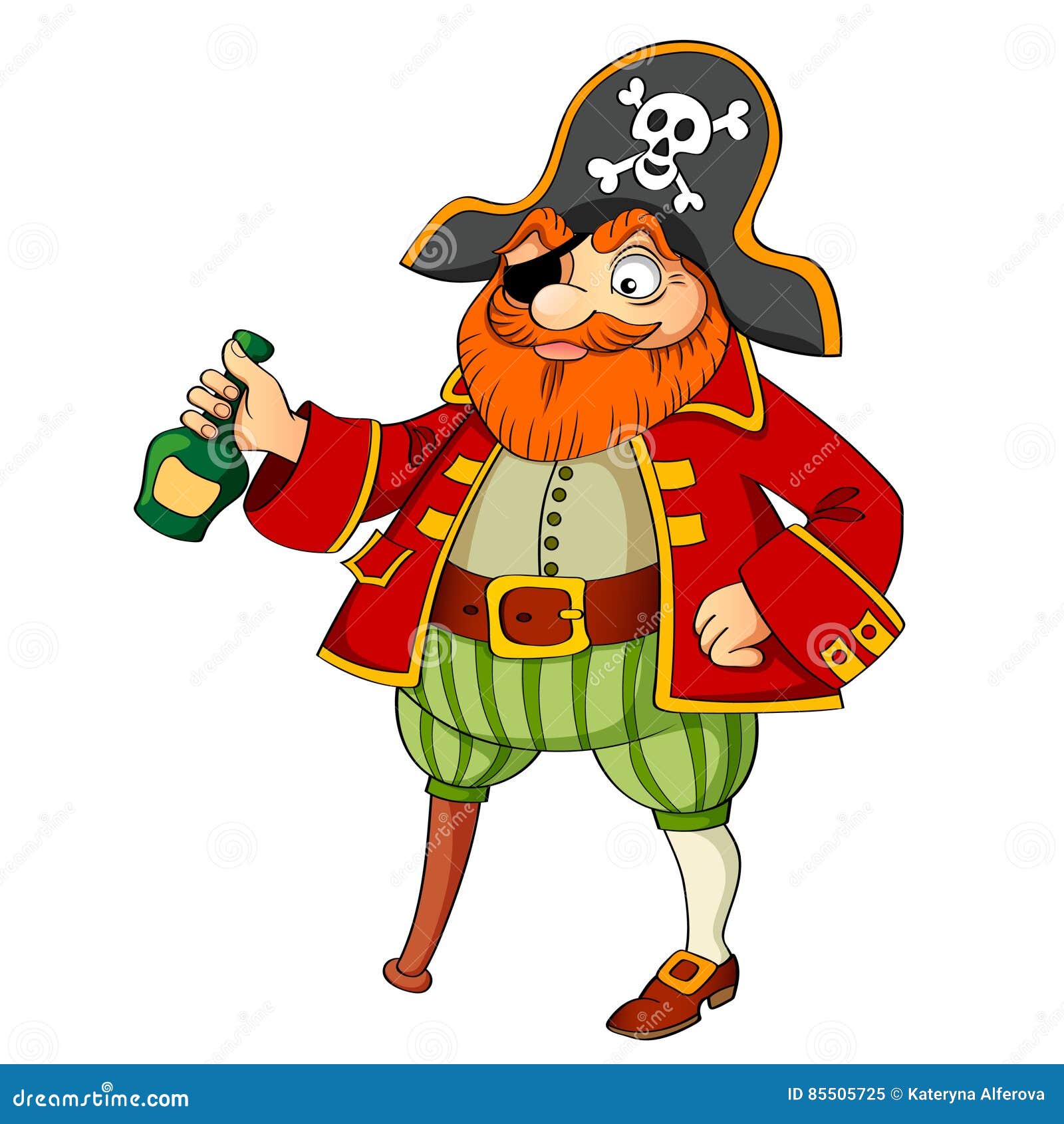 Pirate Avec La Bouteille De Rhum Illustration de Vecteur Illustration