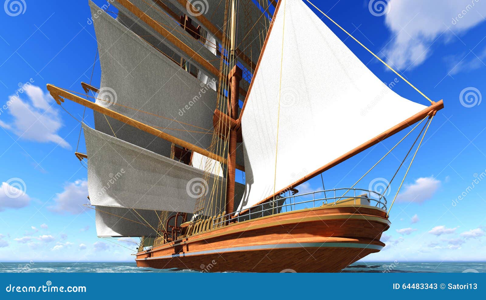 pirate brigantine at sea