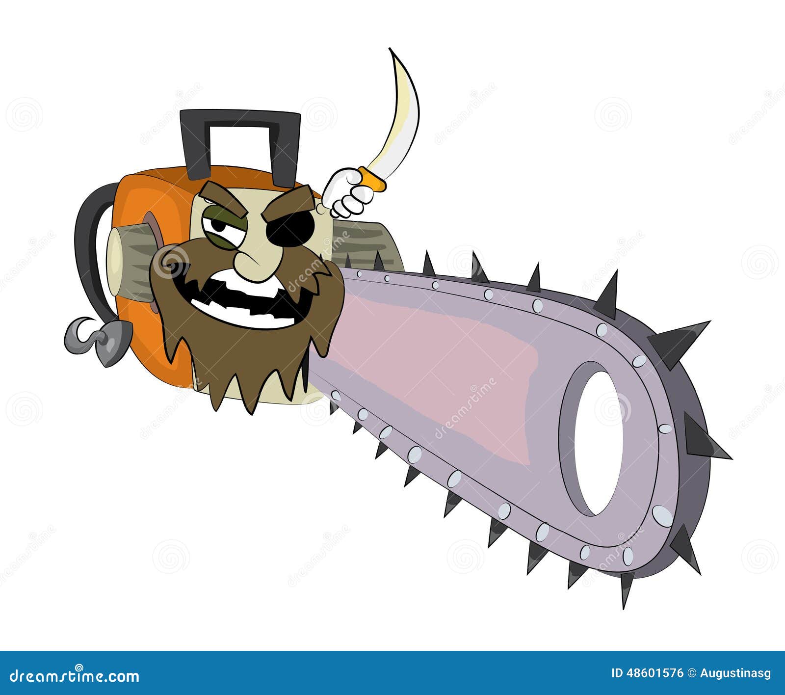 Pirate Chainsaw cartoon stock illustration. Illustration of chainsaw