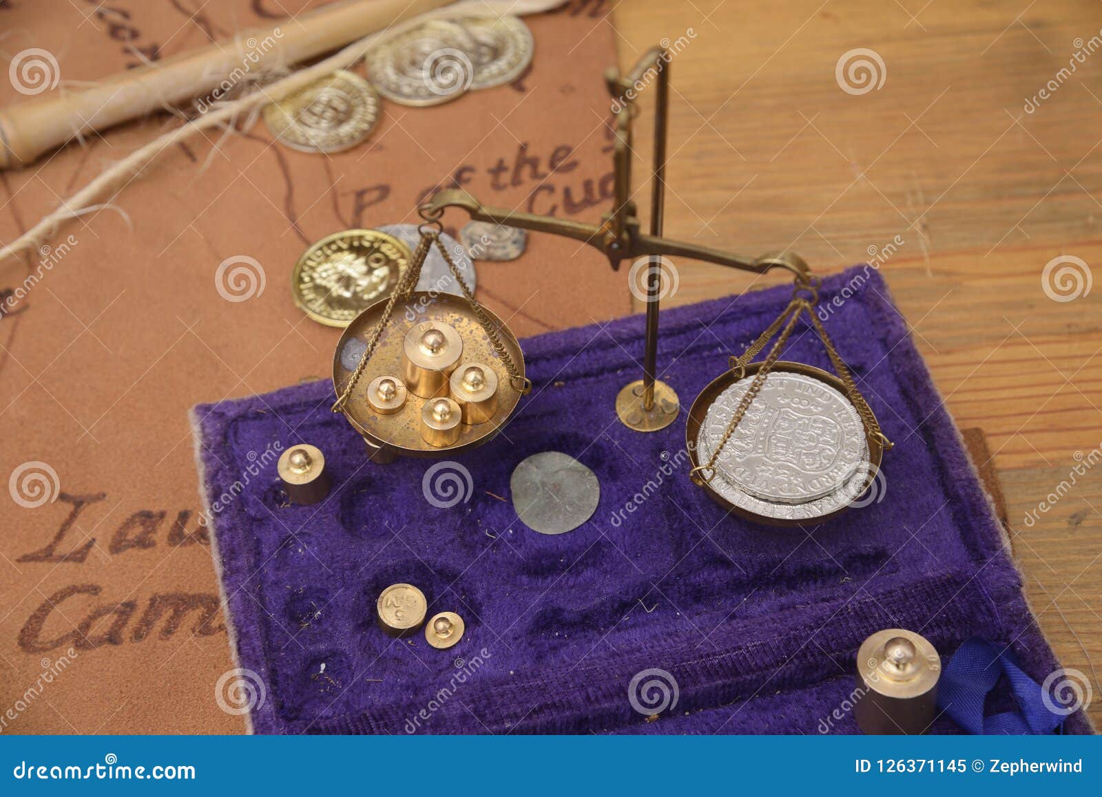pirate coins being weighed