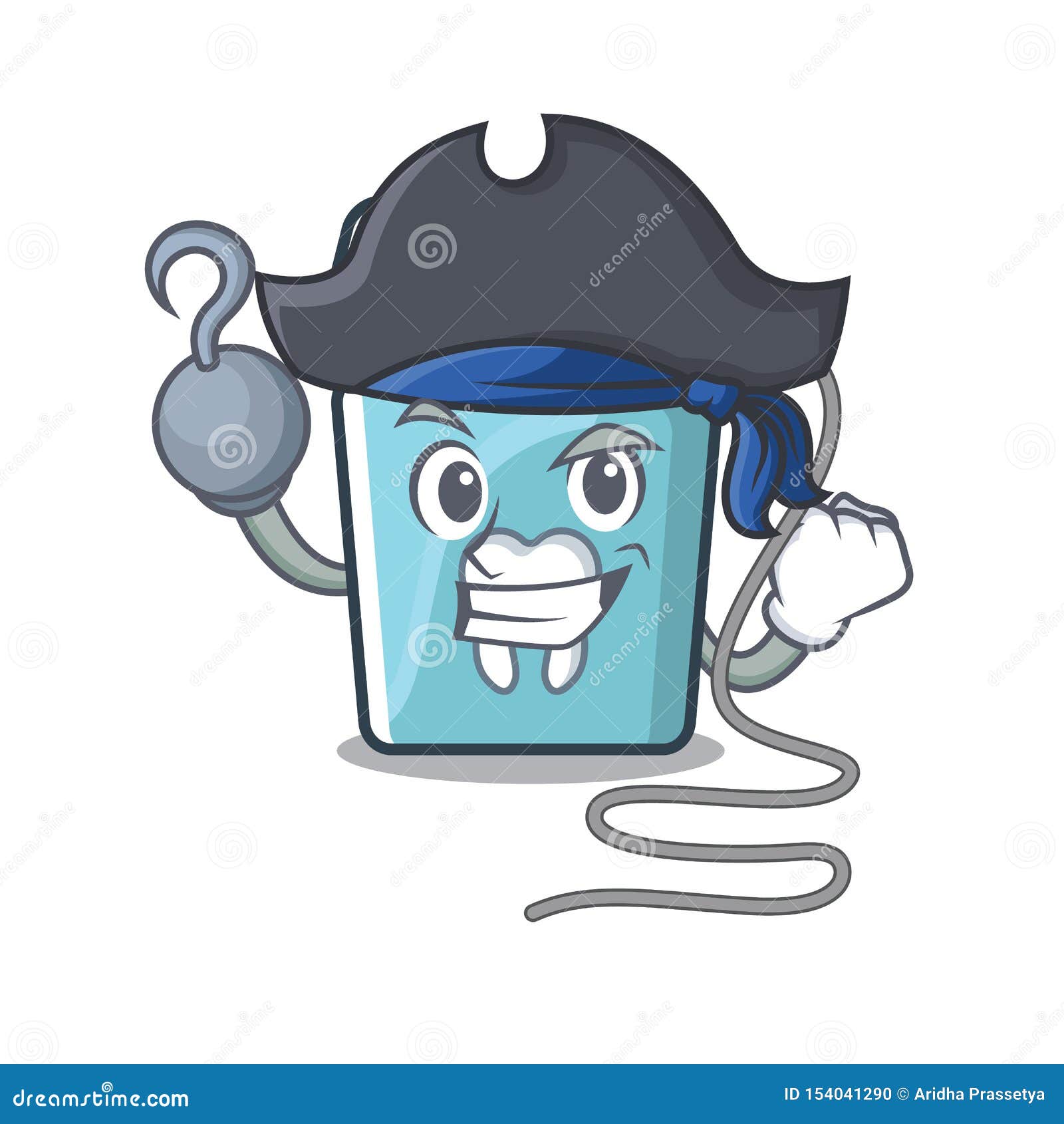 Pirate Dental Floss Isolated with the Character Stock Vector