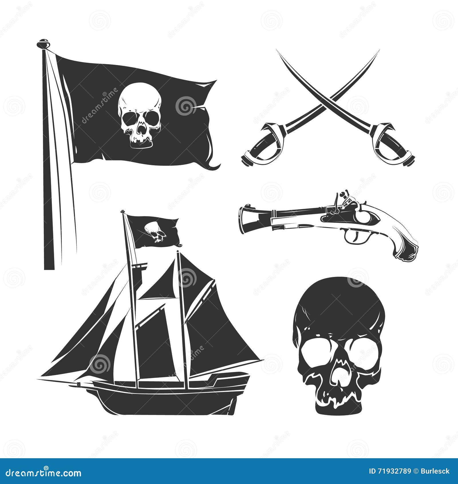 Pirate elements for vintage vector logo, labels and badges. Badge pirate, label pirate, logo pirate, emblem pirate skull illustration