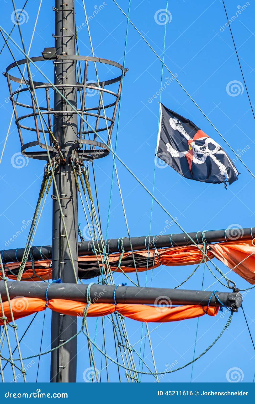 Pirate Flag on a Historic Ship Stock Photo Image of nest, vacation