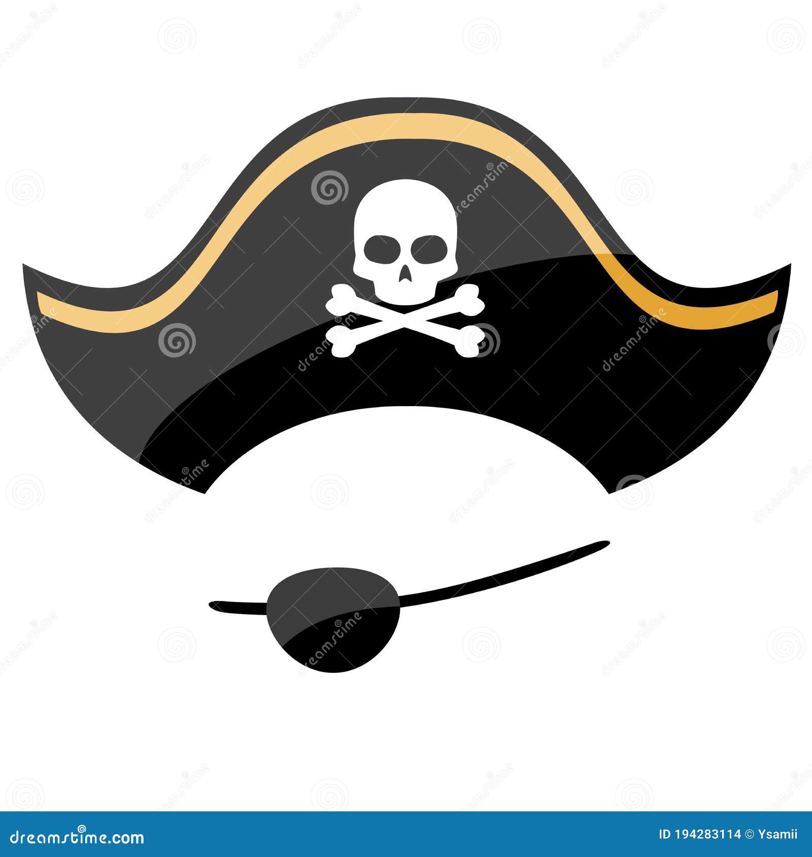 Pirate hat with eye patch stock vector. Illustration of vector - 194283114