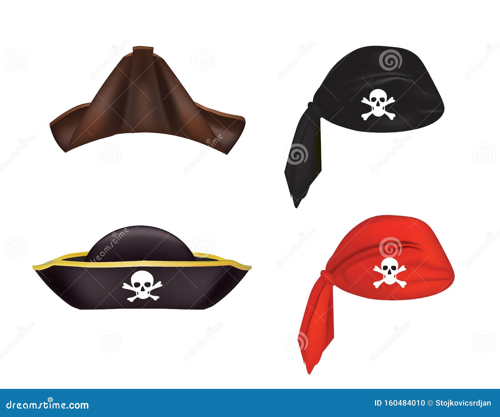 Pirate hat set stock vector. Illustration of death, side - 160484010