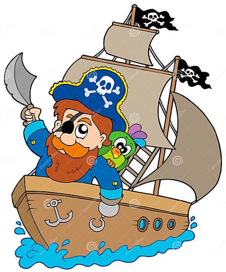 Pirate sailing on ship stock vector. Illustration of bones - 11370725