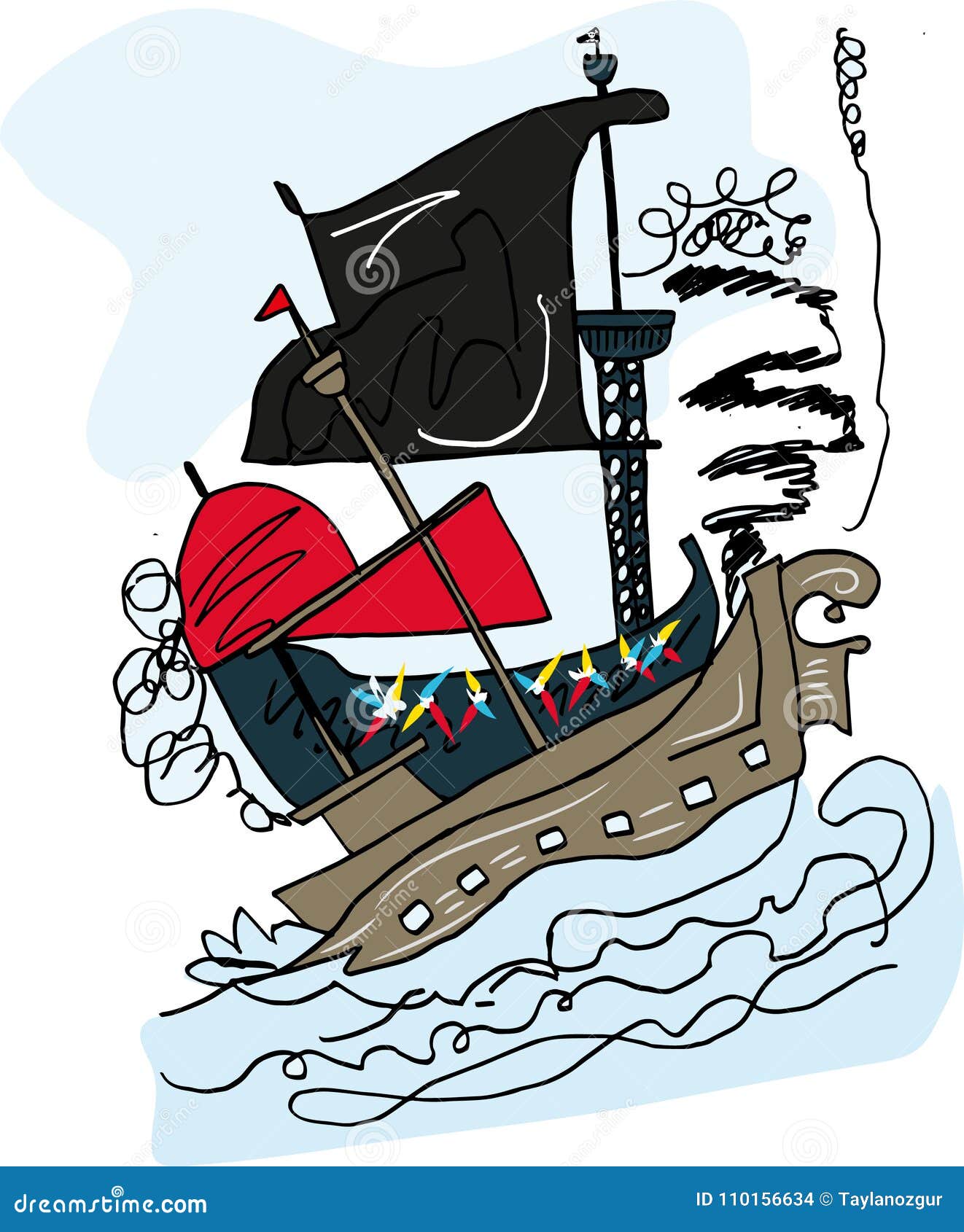 Pirate ship fighting. stock vector. Illustration of ships - 110156634