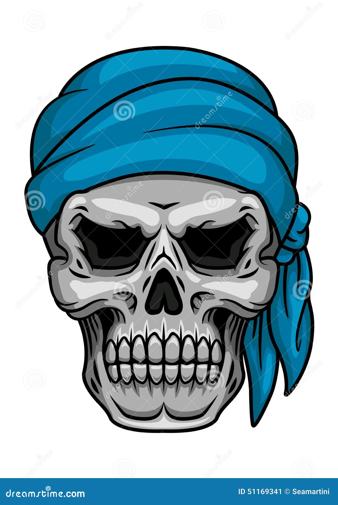 Pirate Skull in Blue Bandana Stock Vector - Illustration of death, face: 51169341