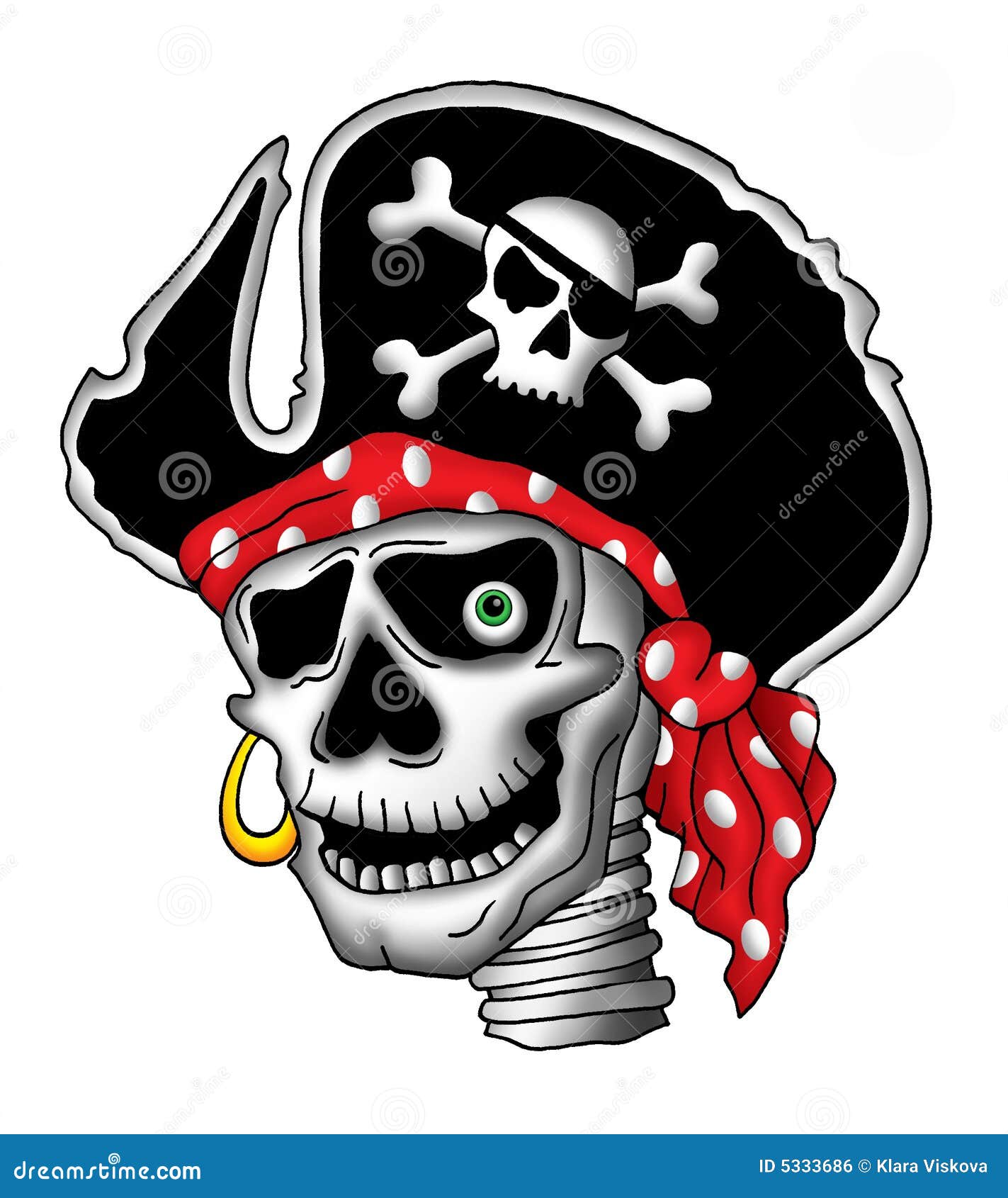 Pirate skull in hat stock illustration. Illustration of colorful 5333686