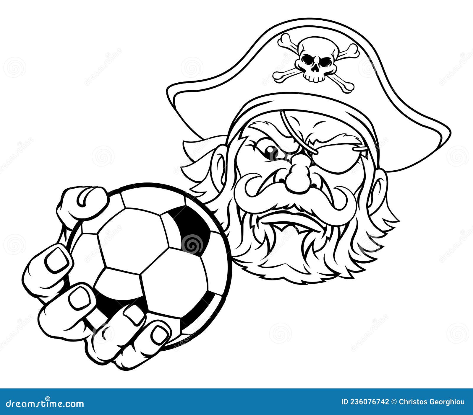 Pirate Soccer Football Ball Sports Mascot Cartoon Stock Vector