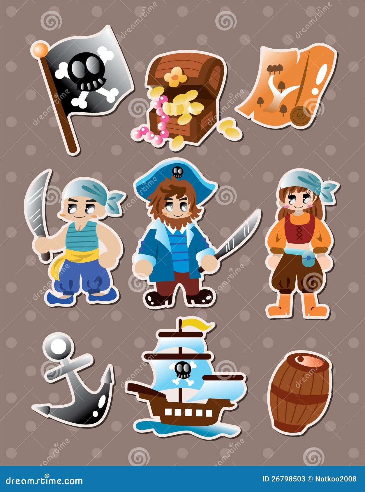 Pirate stickers stock vector. Illustration of design 26798503