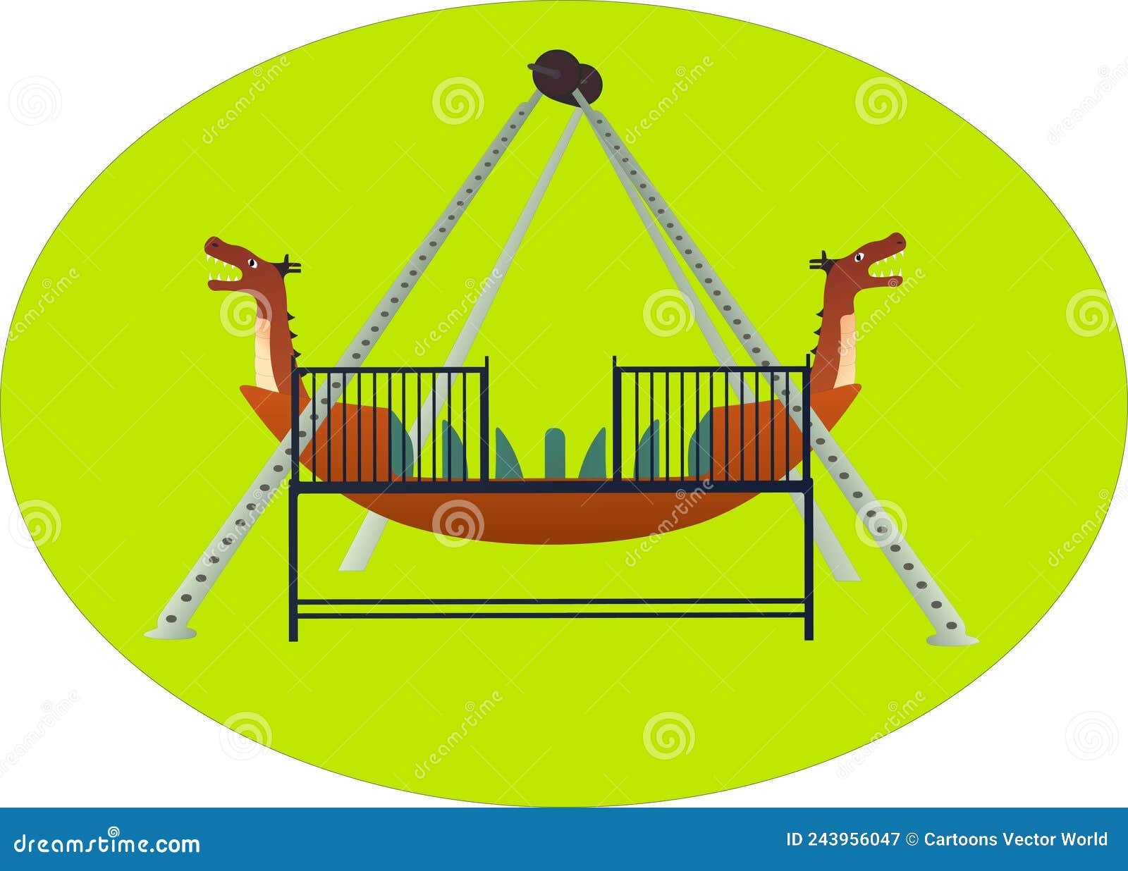 Pirate Swing Ride Cartoon Vector Illustration Stock Vector