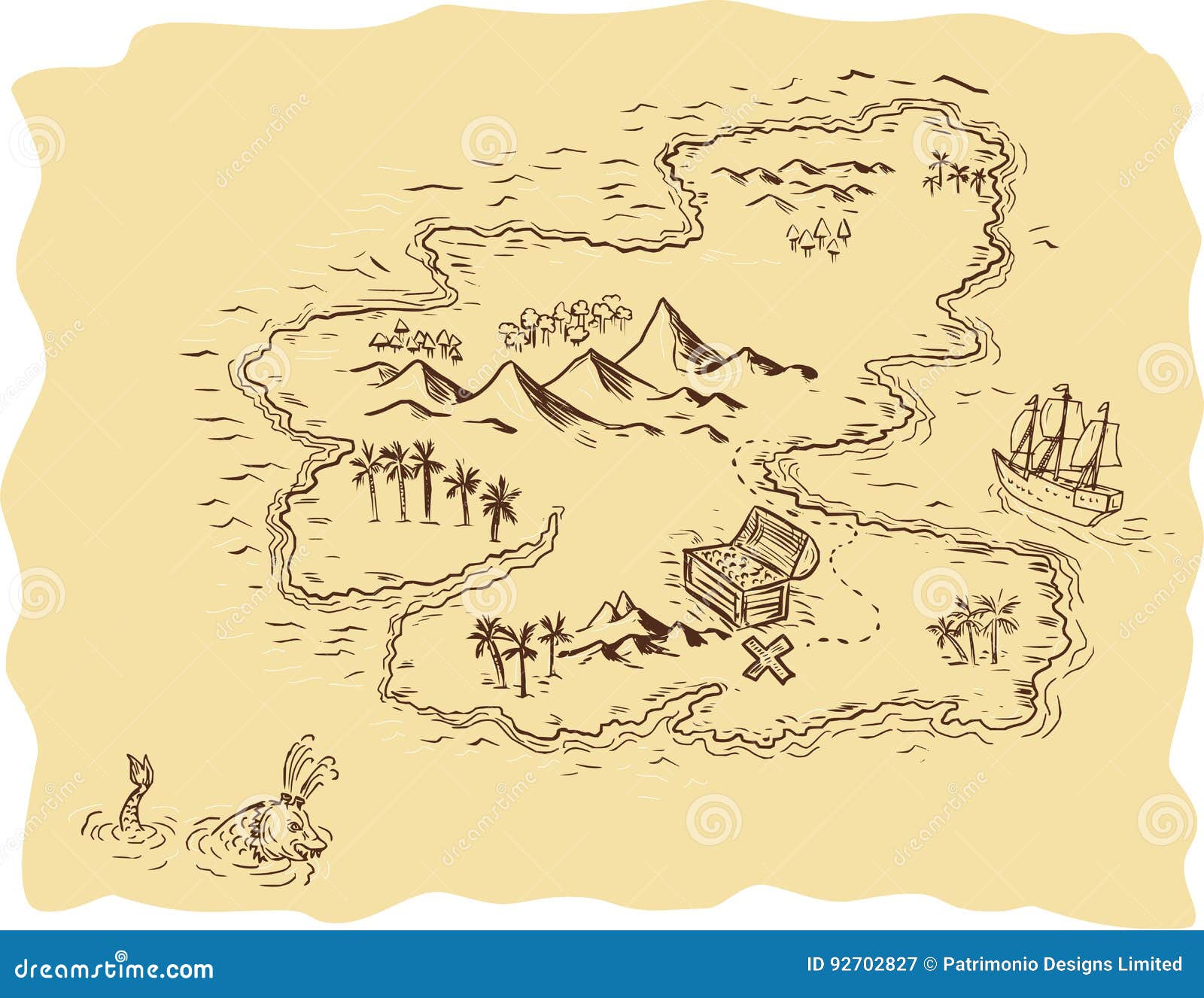 Old treasure map Royalty Free Vector Image - VectorStock