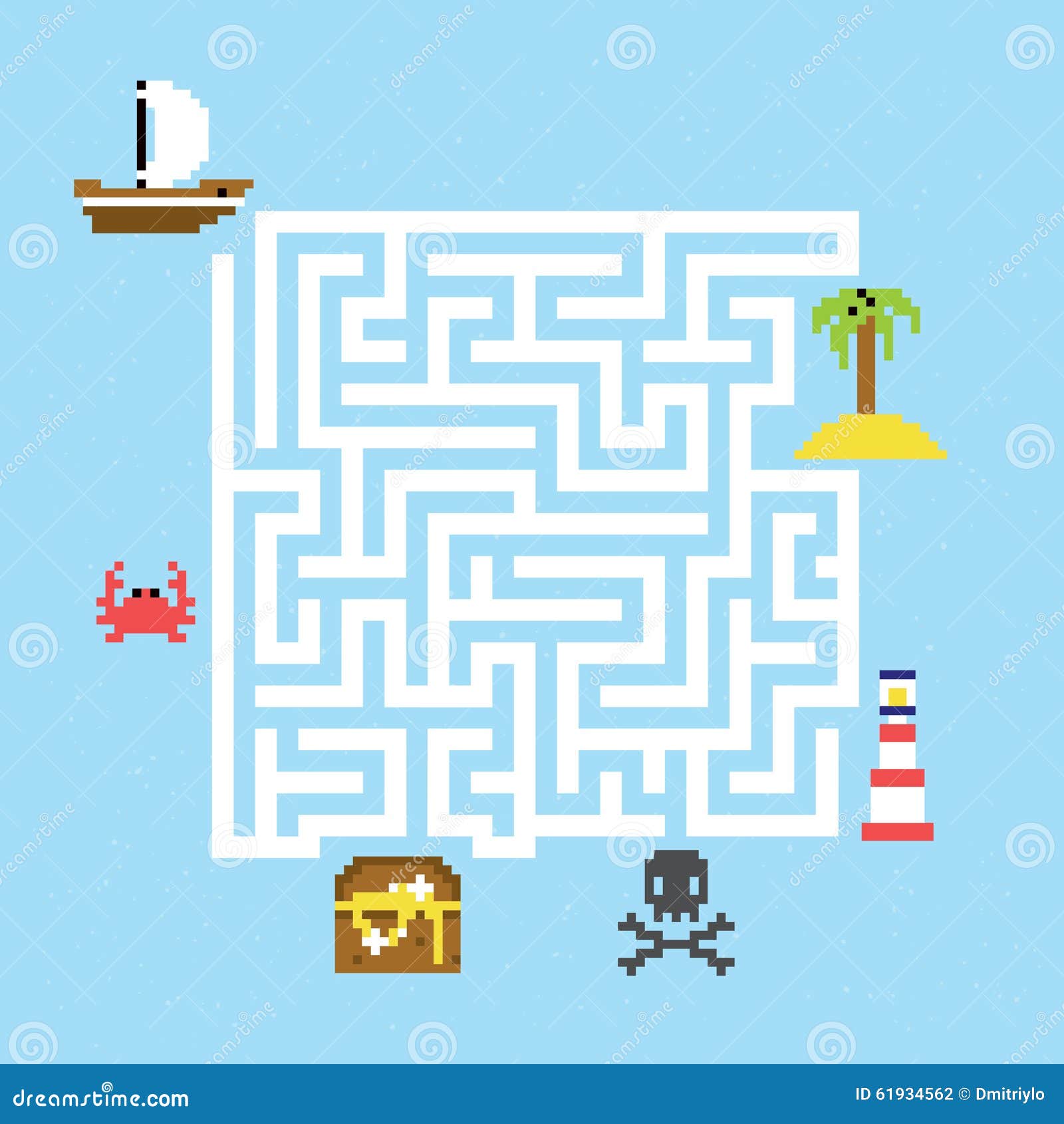 pirate treasure maze vector illustration stock vector image 61934562