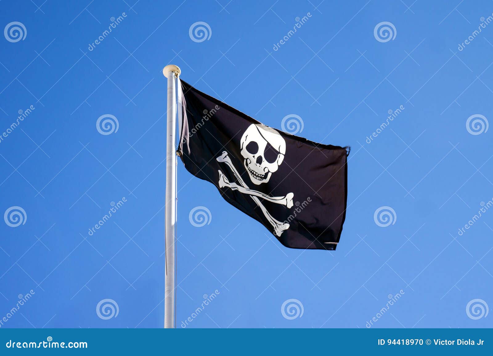 Piraten-Flagge Im Blauer Himmel-Hintergrund Stockfoto - Bild von piraten,  ängstlich: 94418970