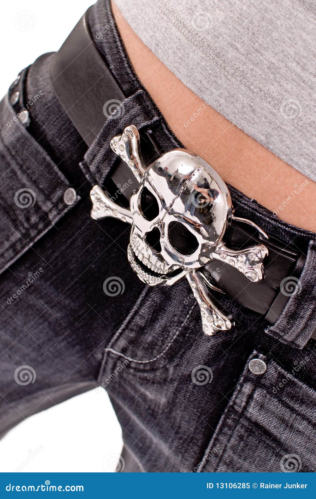 Belt With A Skull On Waist Stock Photo - Download Image Now - Adult, Belly  Button, Belt - iStock