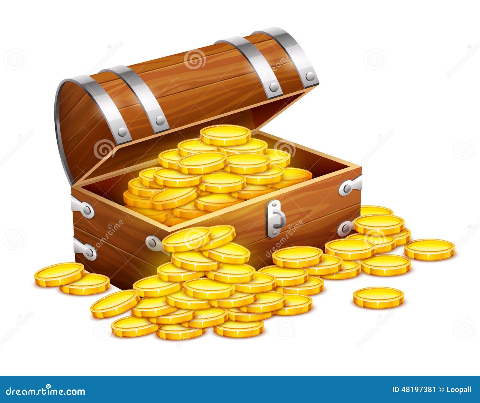 Premium Photo  Open treasure chest overflowing with gold coins isolated on  white