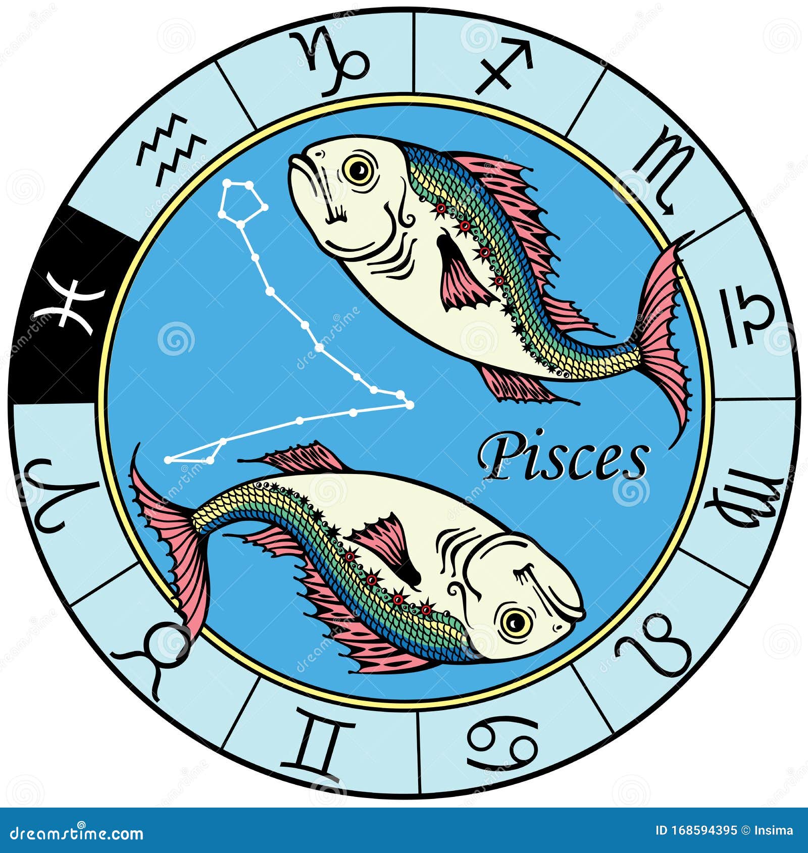 Zodiac Sign Pisces. Cartoon Vector 85613589
