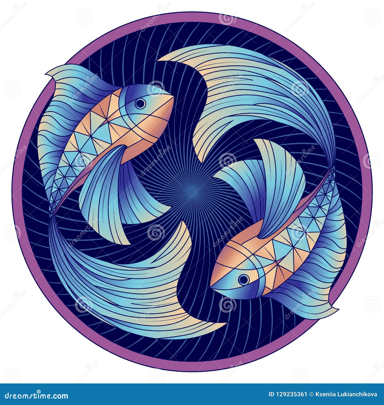 Download Pisces Zodiac Sign, Horoscope Symbol Blue, Vector Stock ...