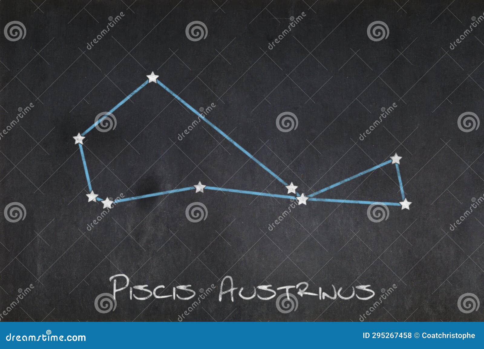 piscis austrinus constellation drawn on a blackboard