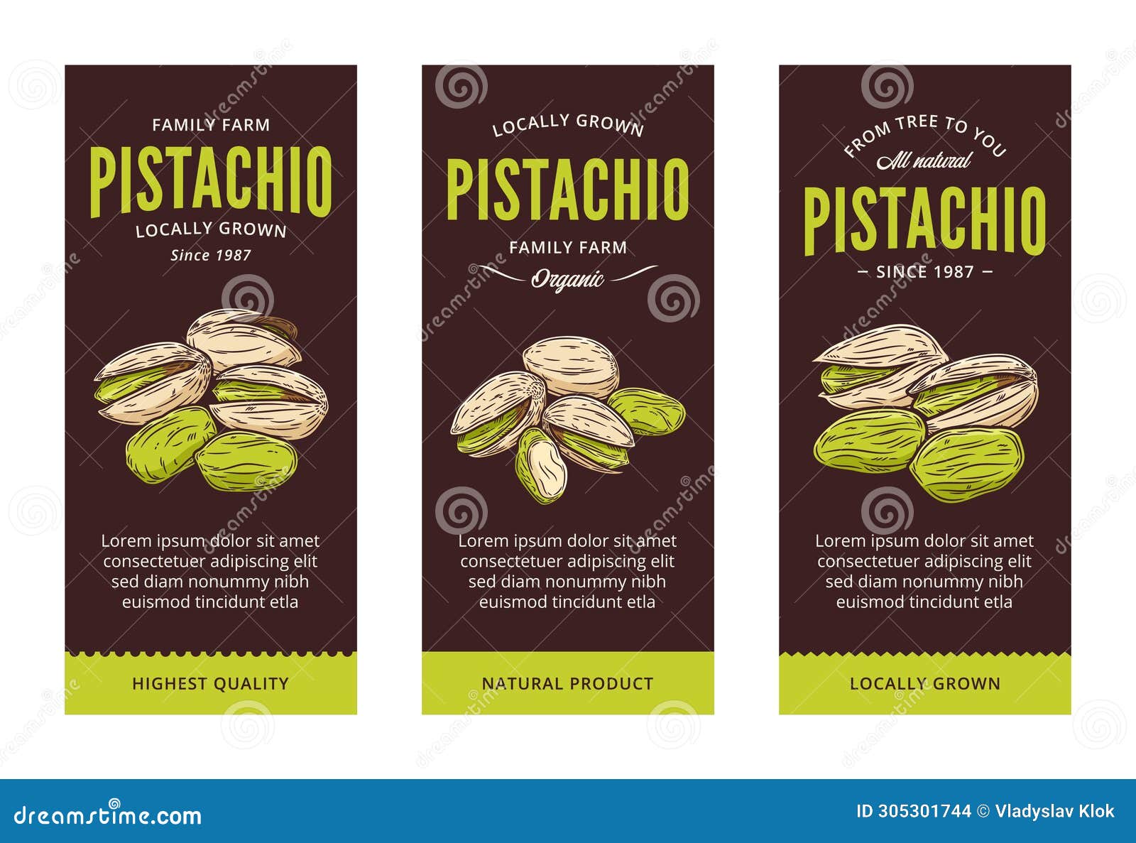 Pistachio Labels in Modern Style Stock Illustration Illustration of