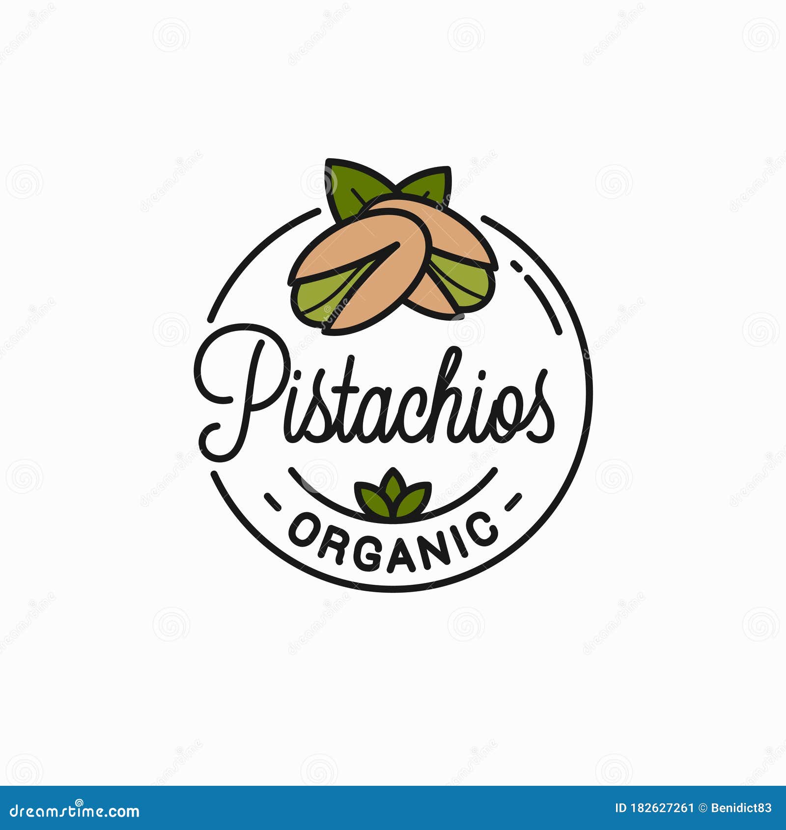 pistachio nut logo. round linear of pistachios