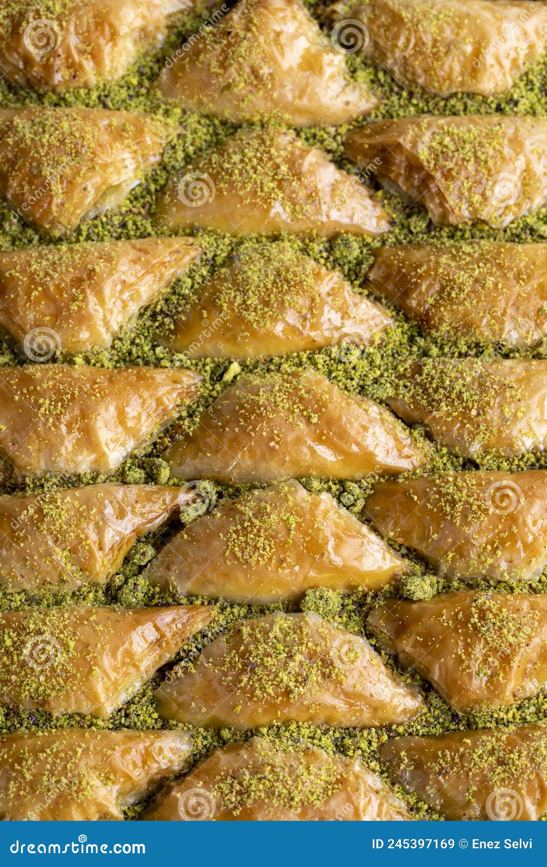 Pistachio Sobiyet Baklava Top View Pistachio Baklava Stock Image