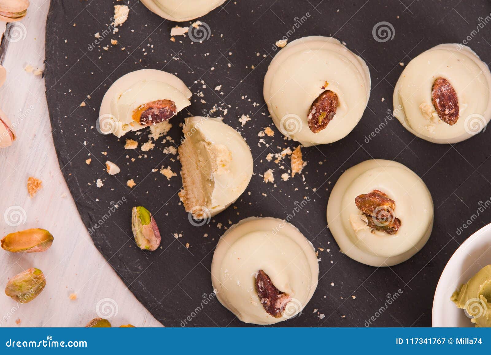 Pistachio truffles. stock image. Image of homemade, dish 117341767