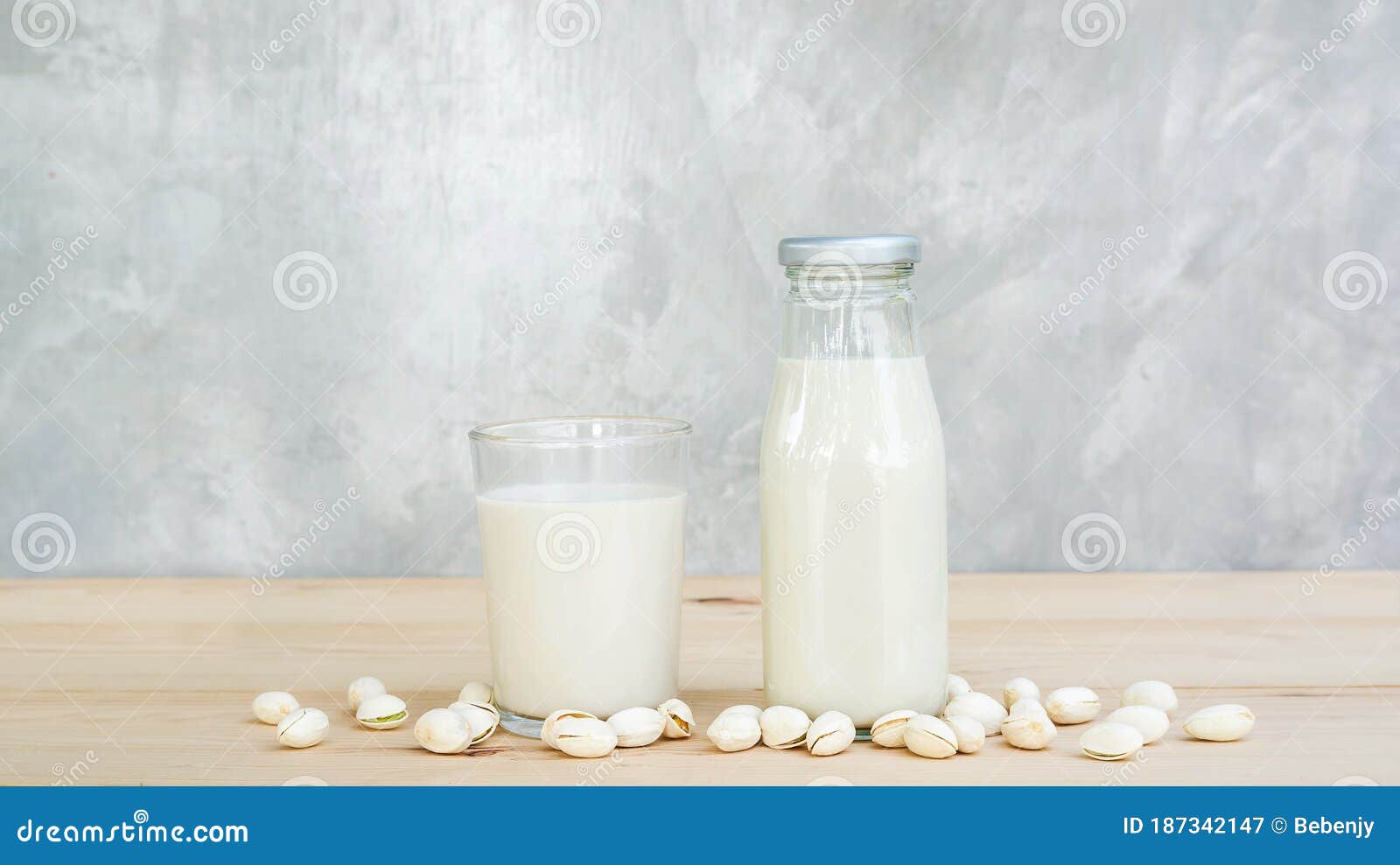 Pistachios Milk on a Wooden Table Stock Image Image of gourmet