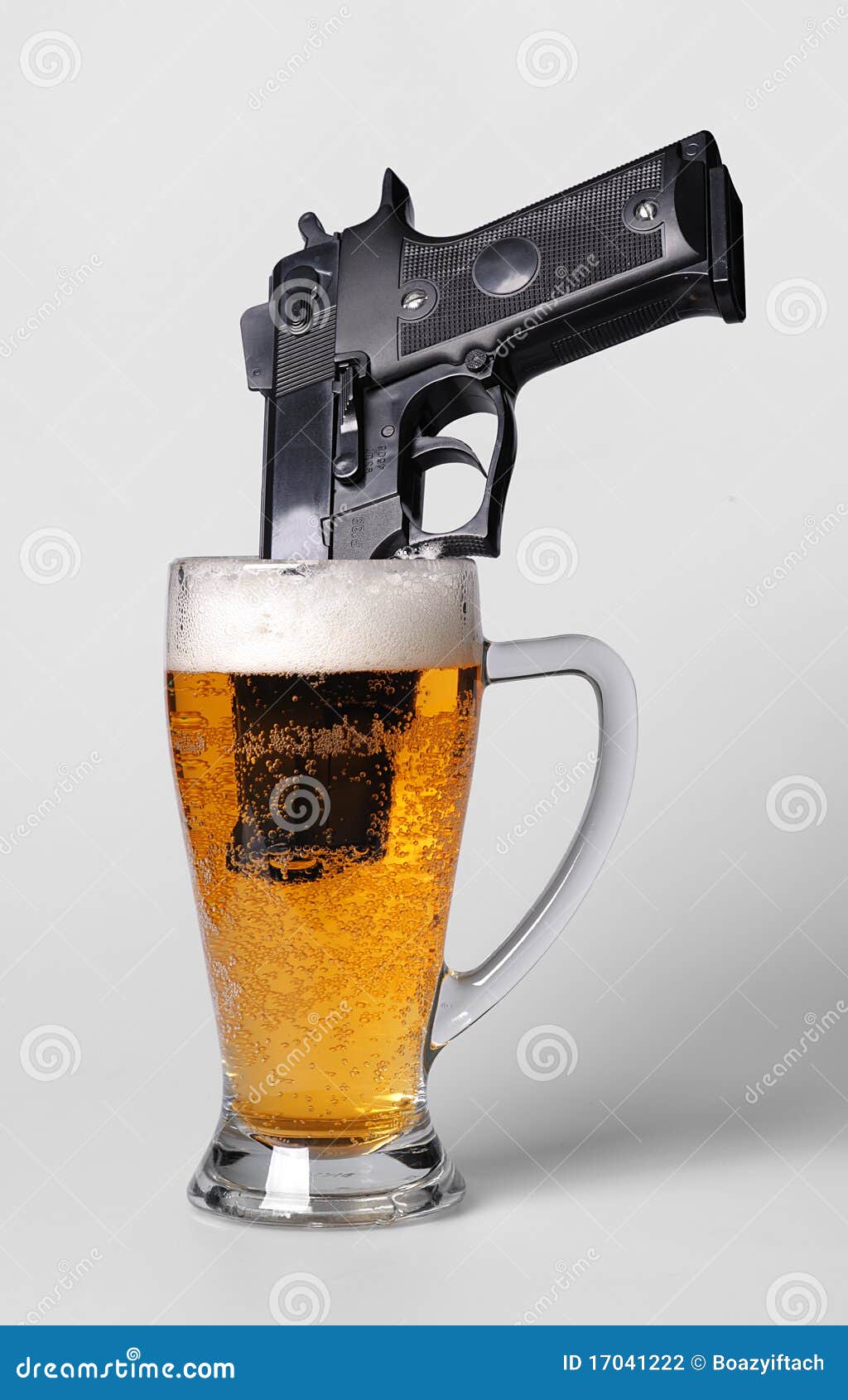 Pistol In Beer Glass Stock Photography Image 17041222