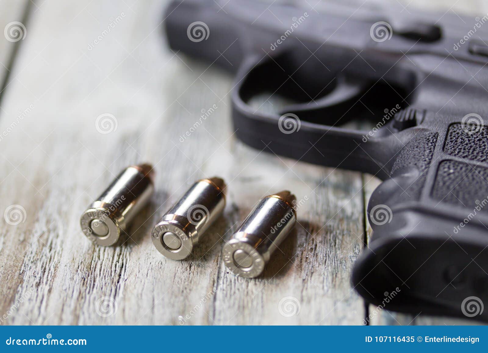 pistol handgun and bullets