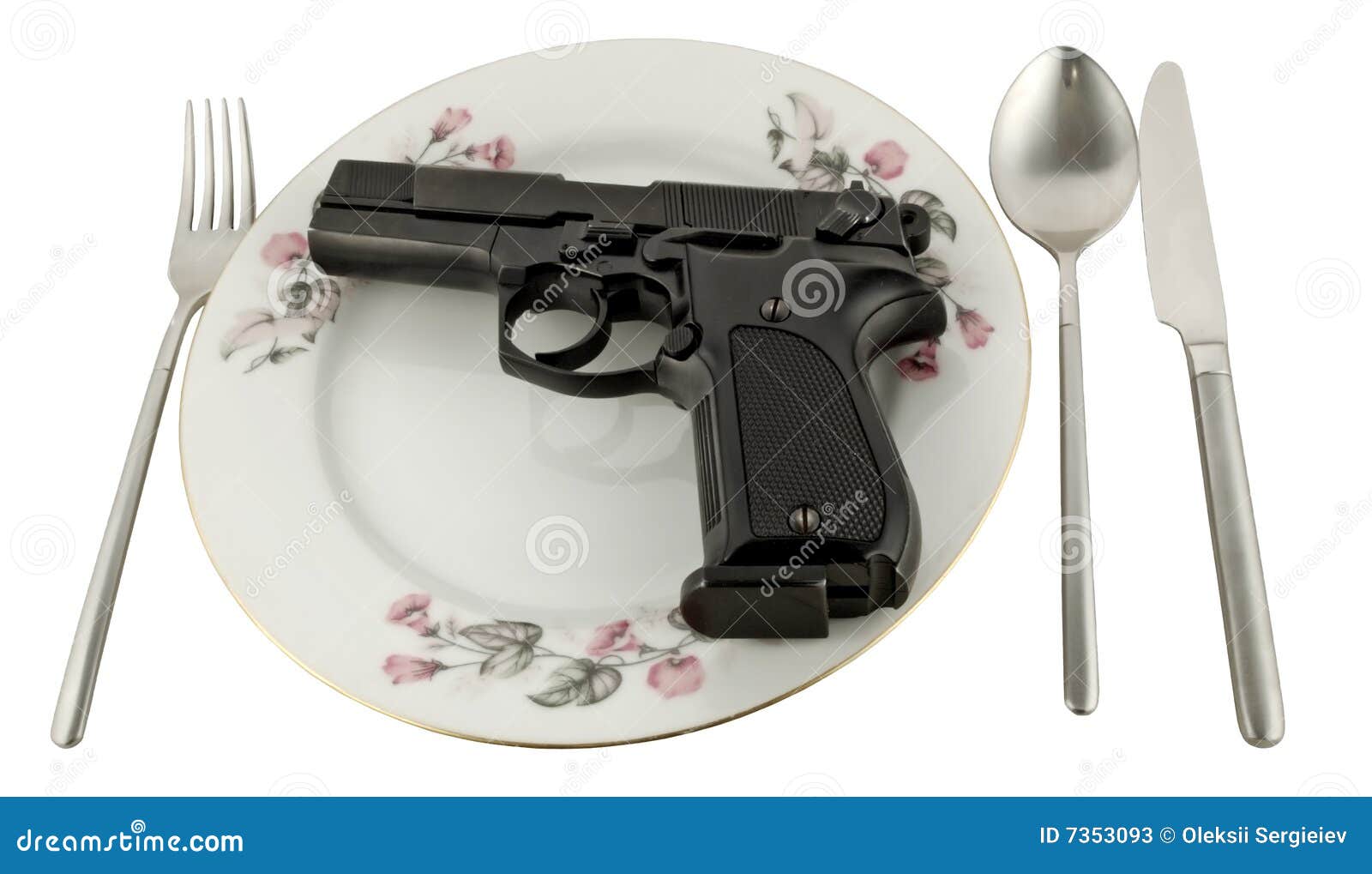 Pistol in a Plate on the Served Table Stock Image Image of cooking
