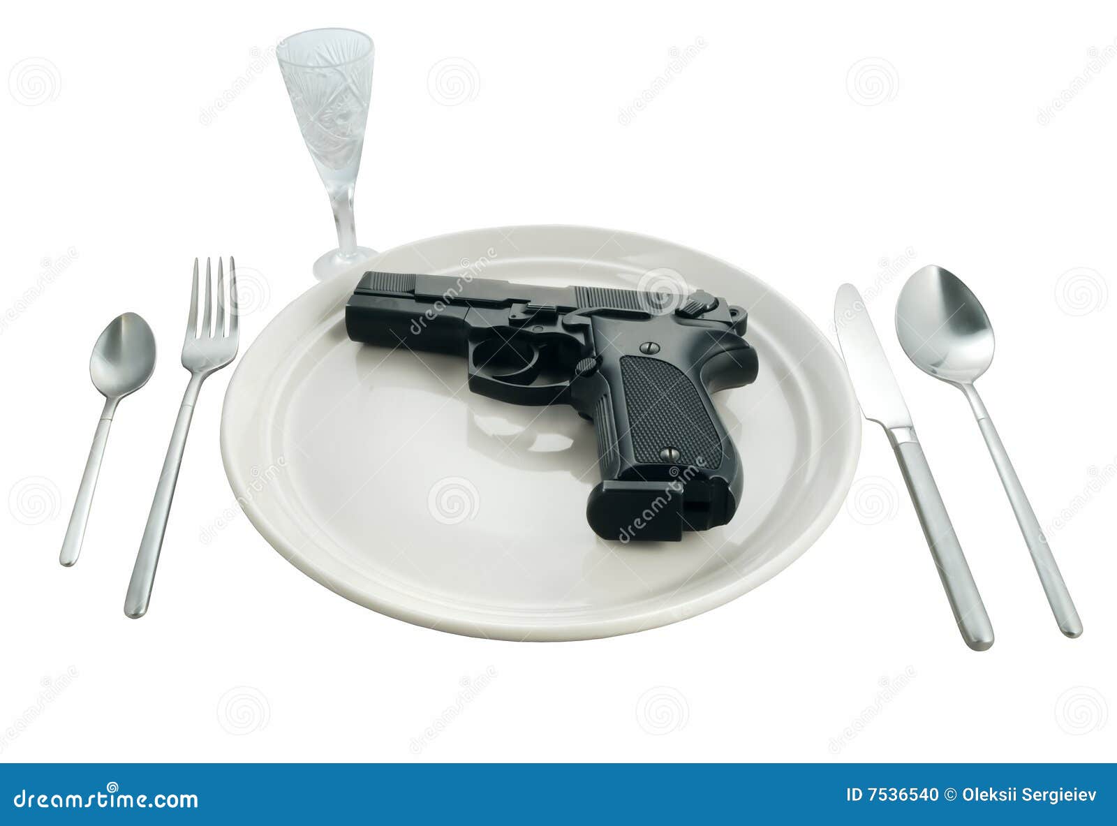 Pistol in a Plate on the Served Table Stock Photo Image of dining