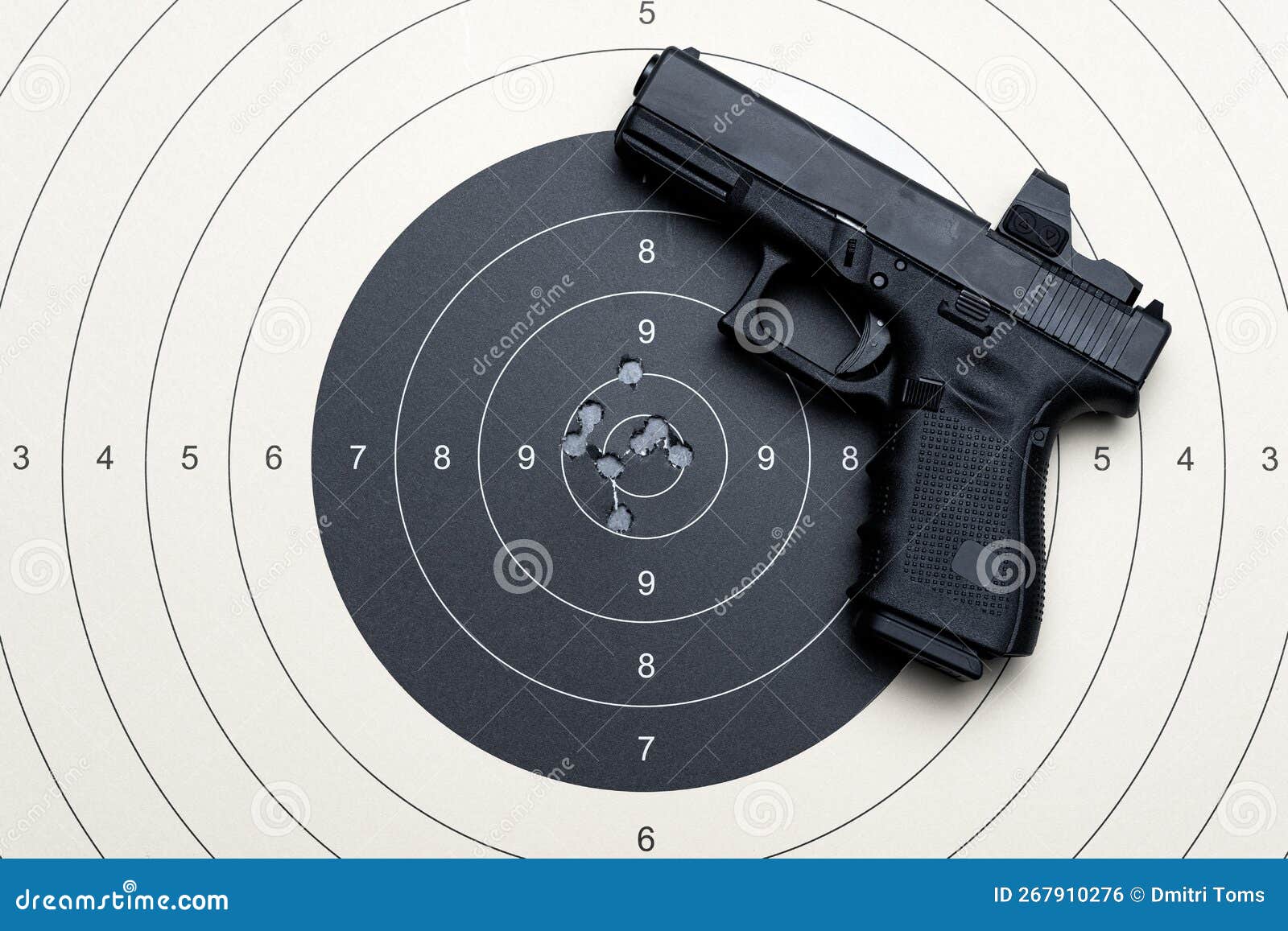 A Pistol with a Red Dot Sight Stock Photo Image of tactical, circle