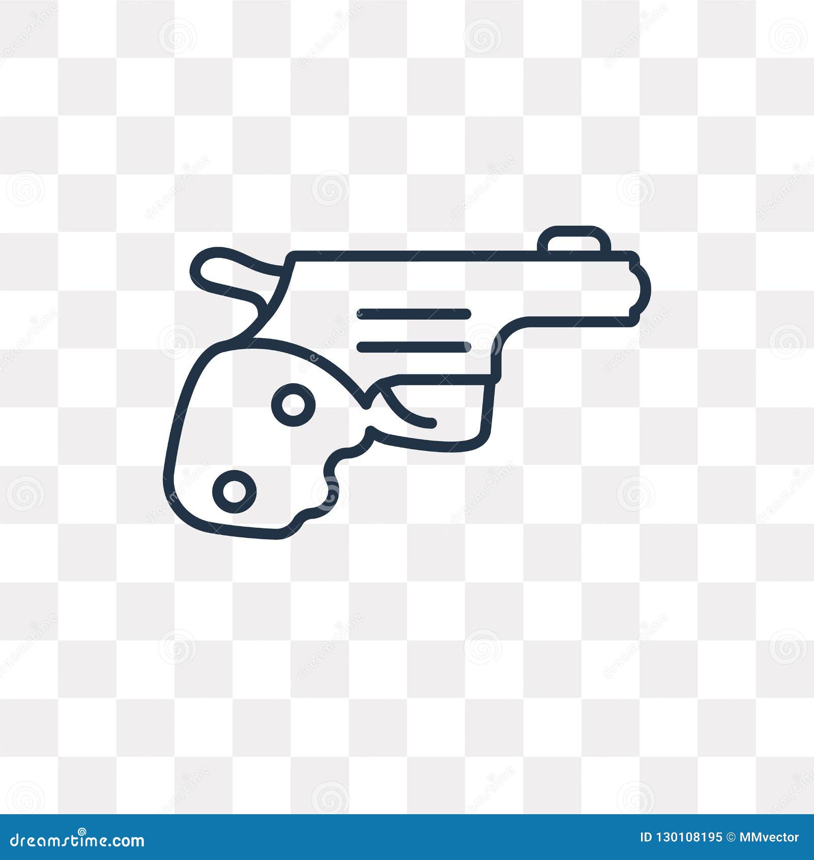 Pistol Vector Icon Isolated on Transparent Background, Linear Pi Stock  Vector - Illustration of gesture, pictogram: 130108195