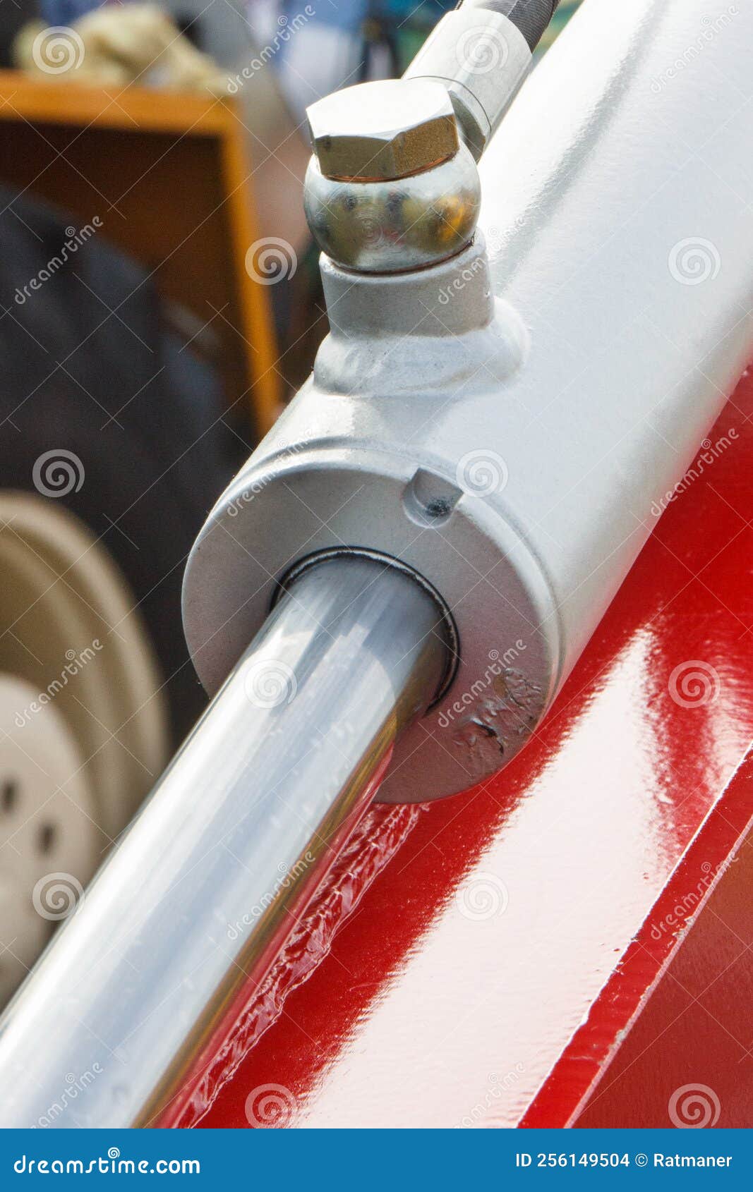 Piston or Actuator As Part of Hydraulic and Pneumatic Mechanism in Machine. Technology Stock