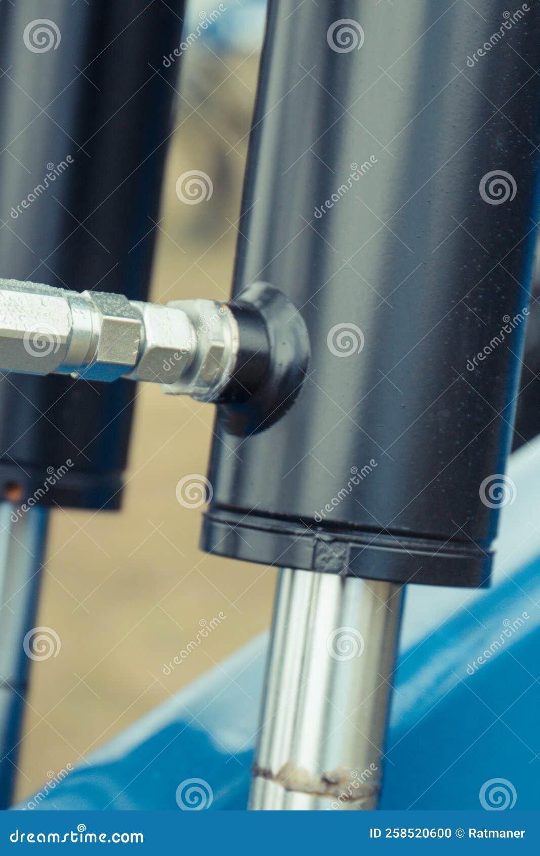 Piston or Actuator and Other Mechanism in Pneumatic or Hydraulic Machine. Technology Stock Photo