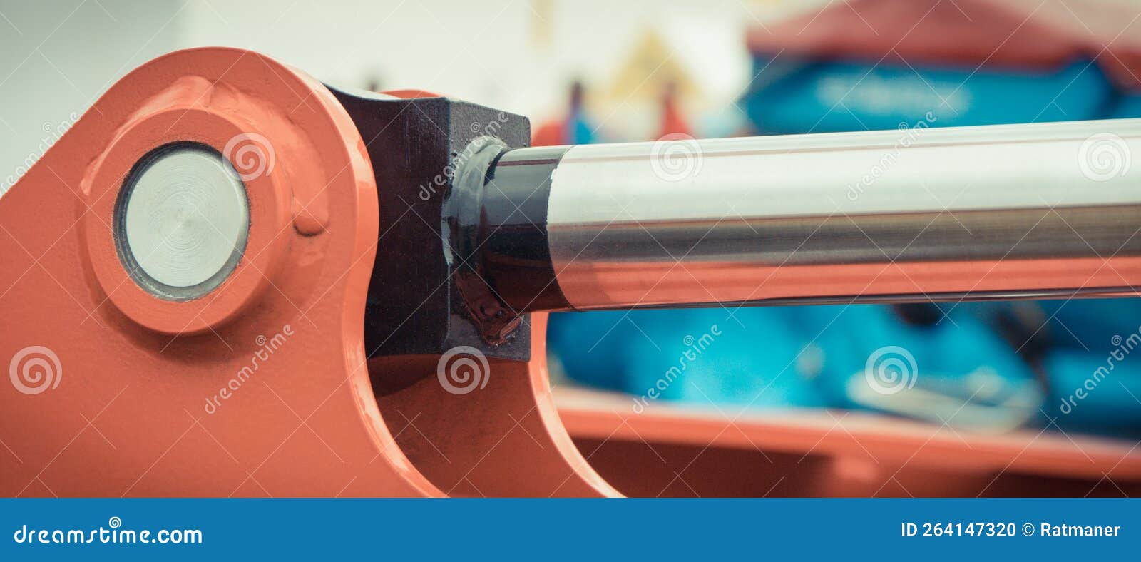 Piston or Actuator in Red Pneumatic or Hydraulic Machine. Technology Stock Photo Image of