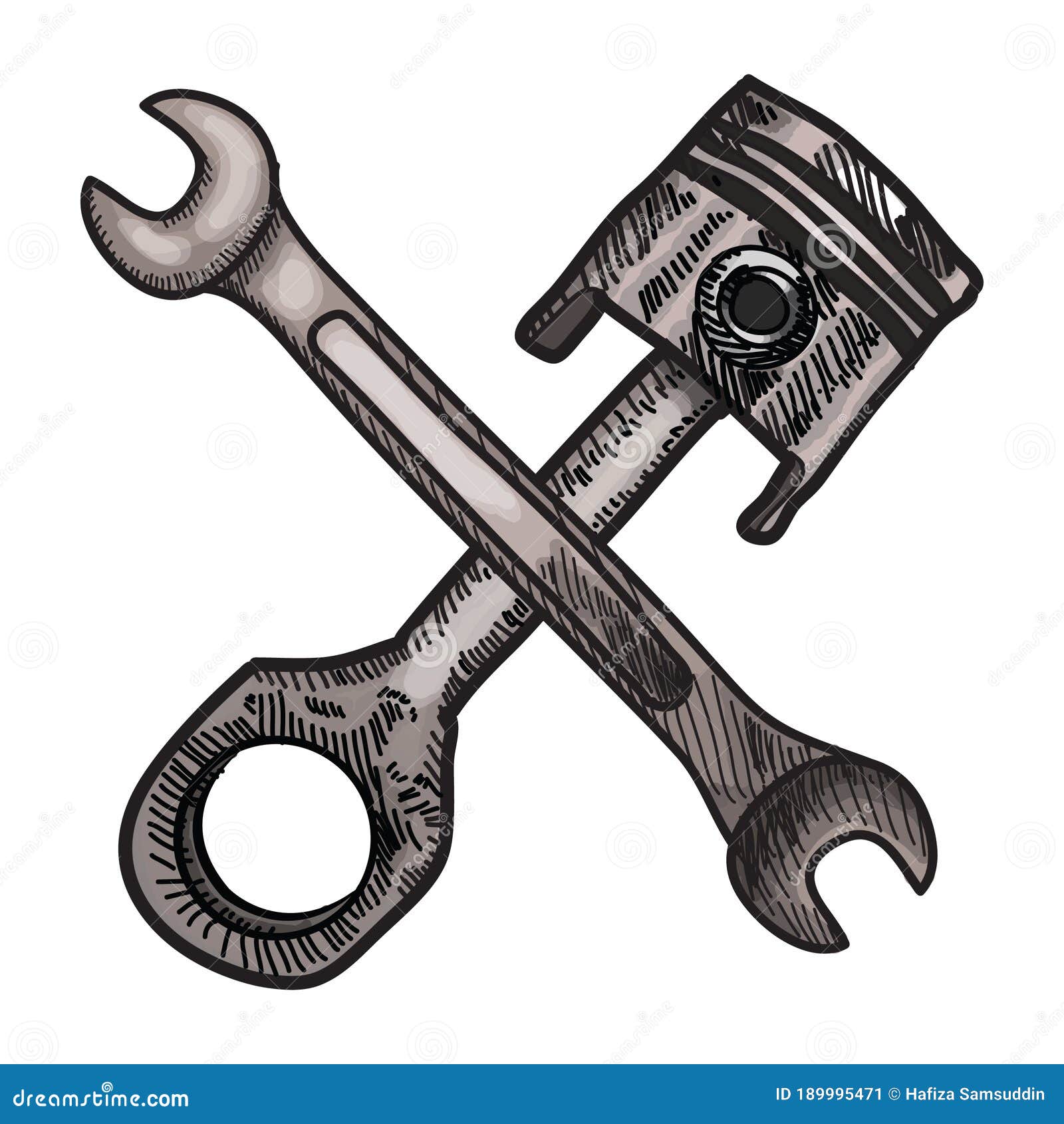 piston and spanner.   decorative 