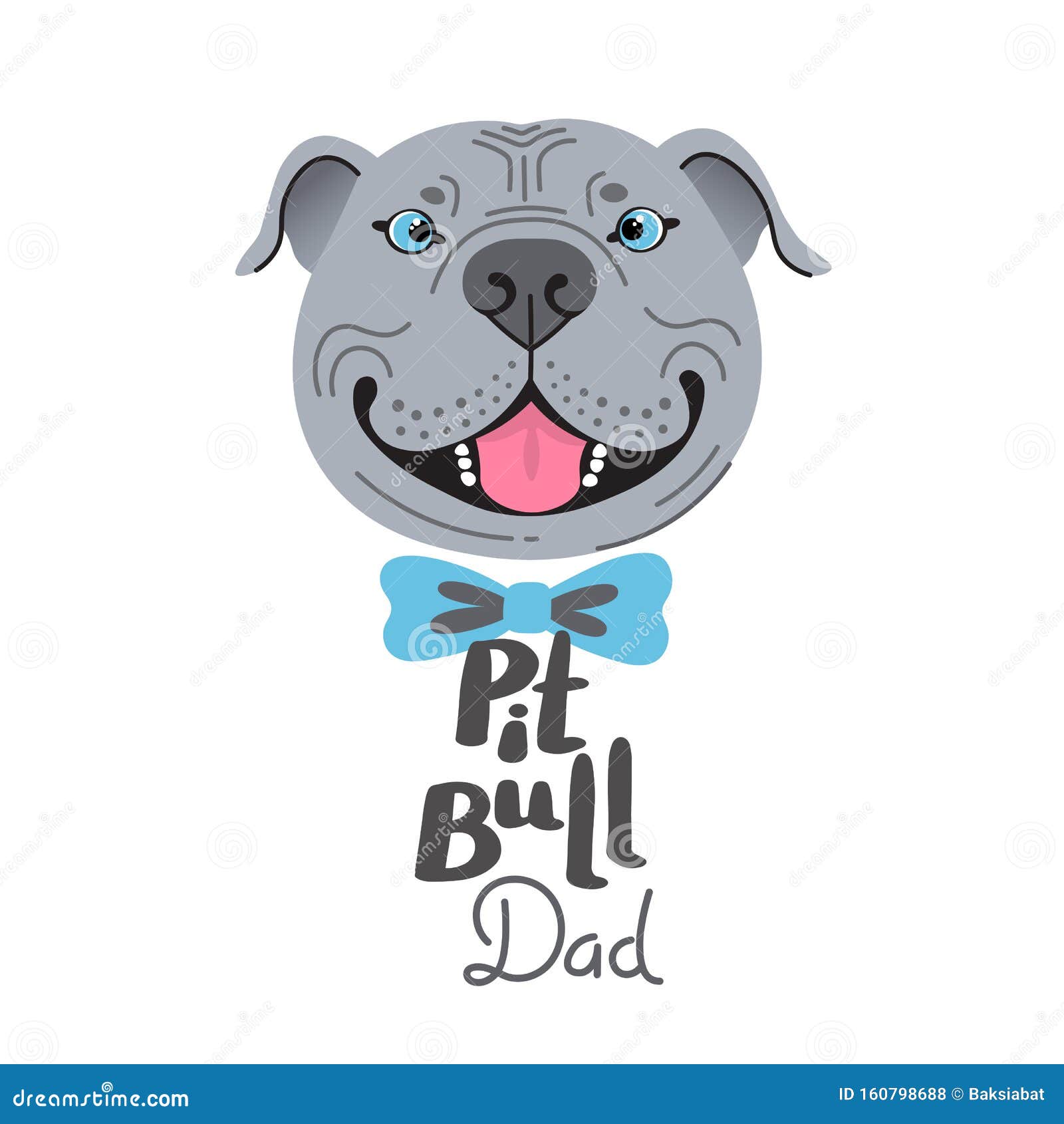 Download Pit Bull Dad. Image Of Happy Father Dog. American Staffordshire Pitbull Terrier Face. Vector ...