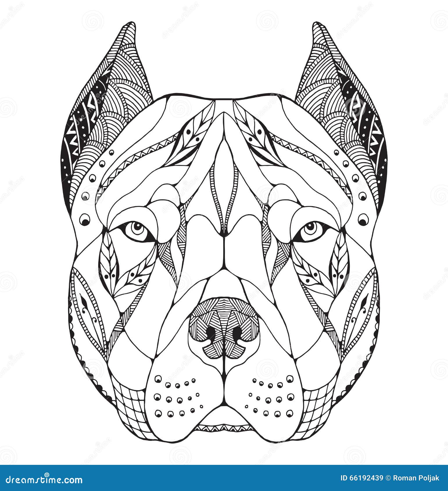 pit bull terrier head zentangle stylized, , 