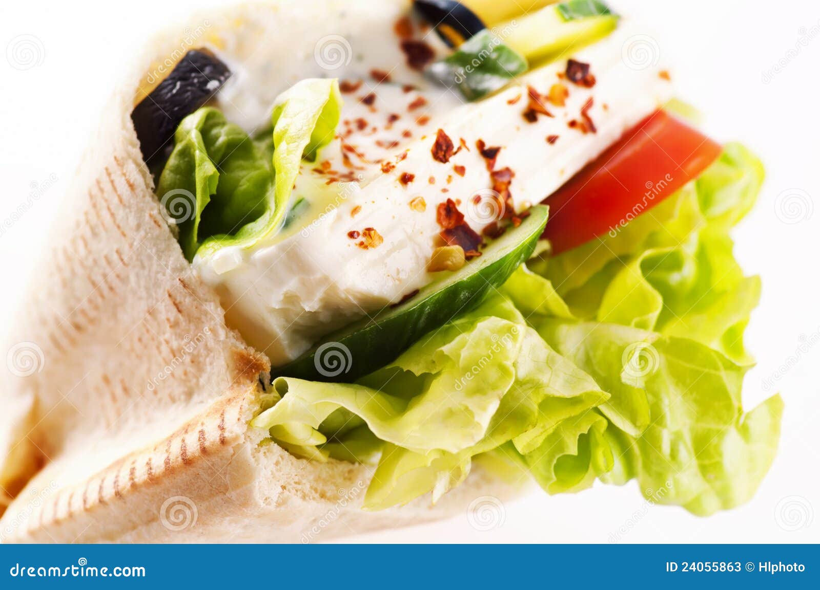 Pita mit Feta stockbild. Bild von nahaufnahme, brot, milch - 24055863