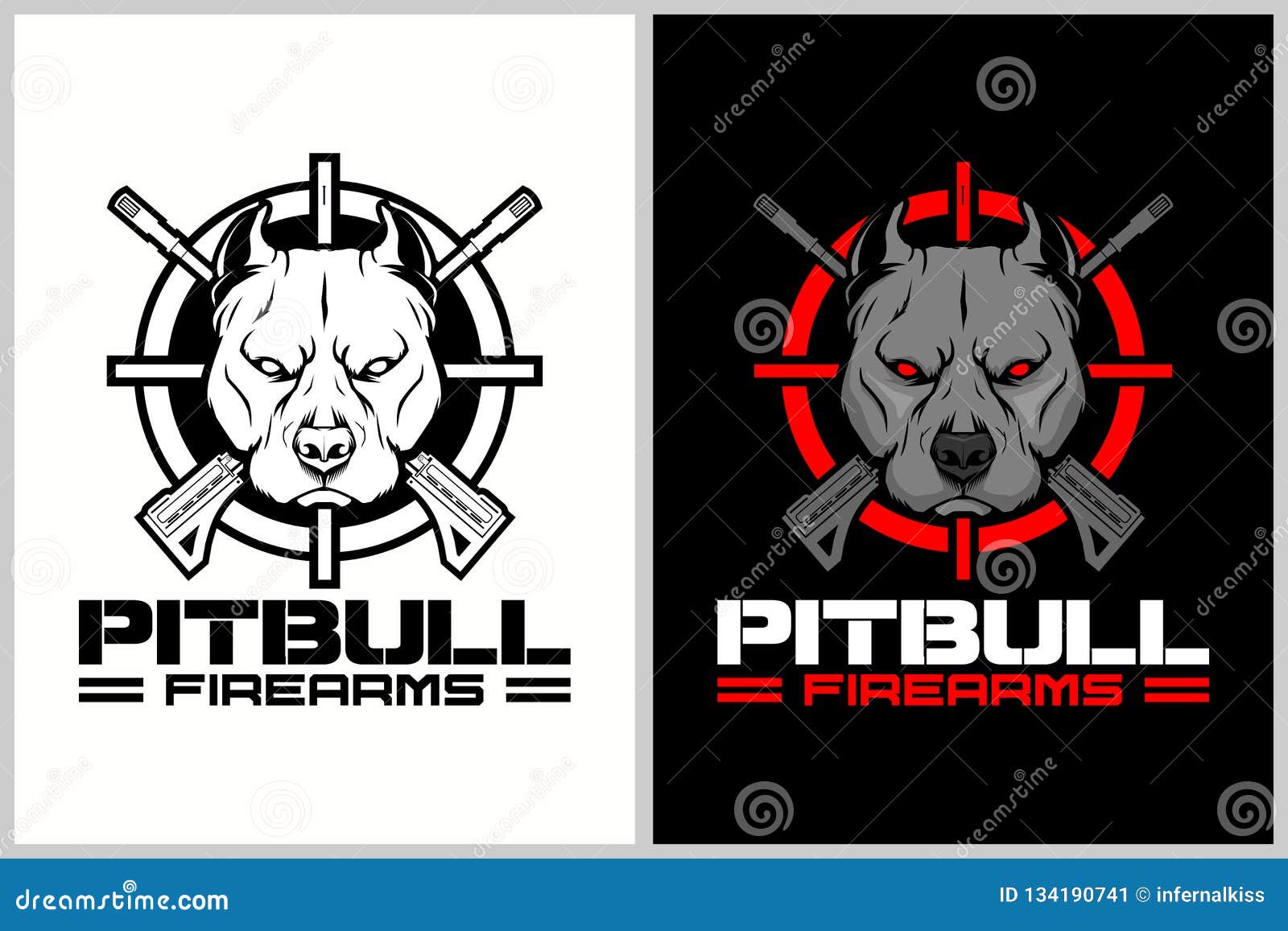 Pitbull with Cross Rifle and Crosshair Vector Logo Template Stock Vector -  Illustration of used, shooting: 134190741