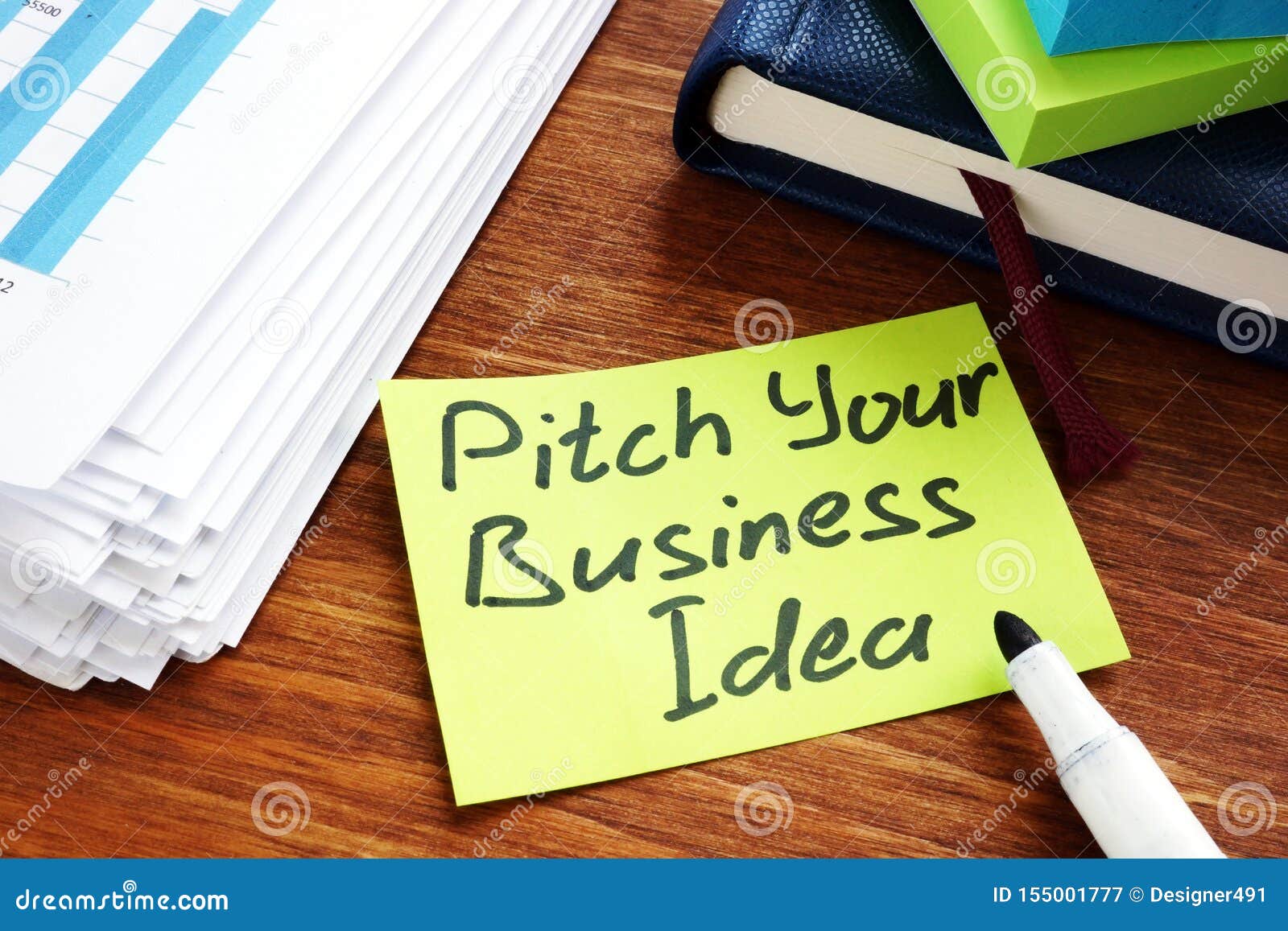 pitch your business idea sign on a memo stick