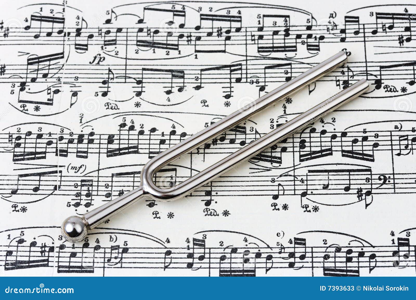 Pitchfork on sheet music stock image. Image of metal, paper 7393633