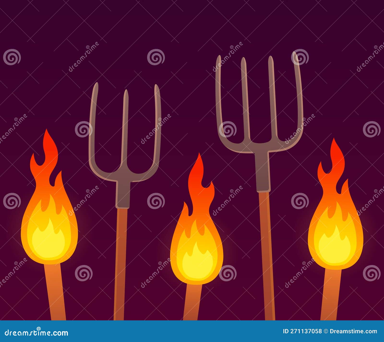 Pitchforks and torches mob stock illustration. Illustration of tool