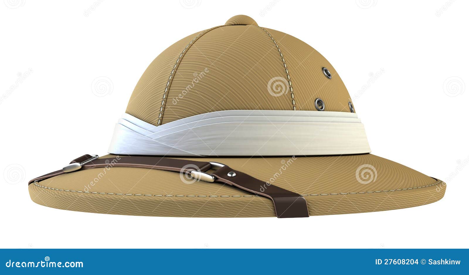 Pith Hat Isolated On White Background Front View, 3d Safari Helmet ...